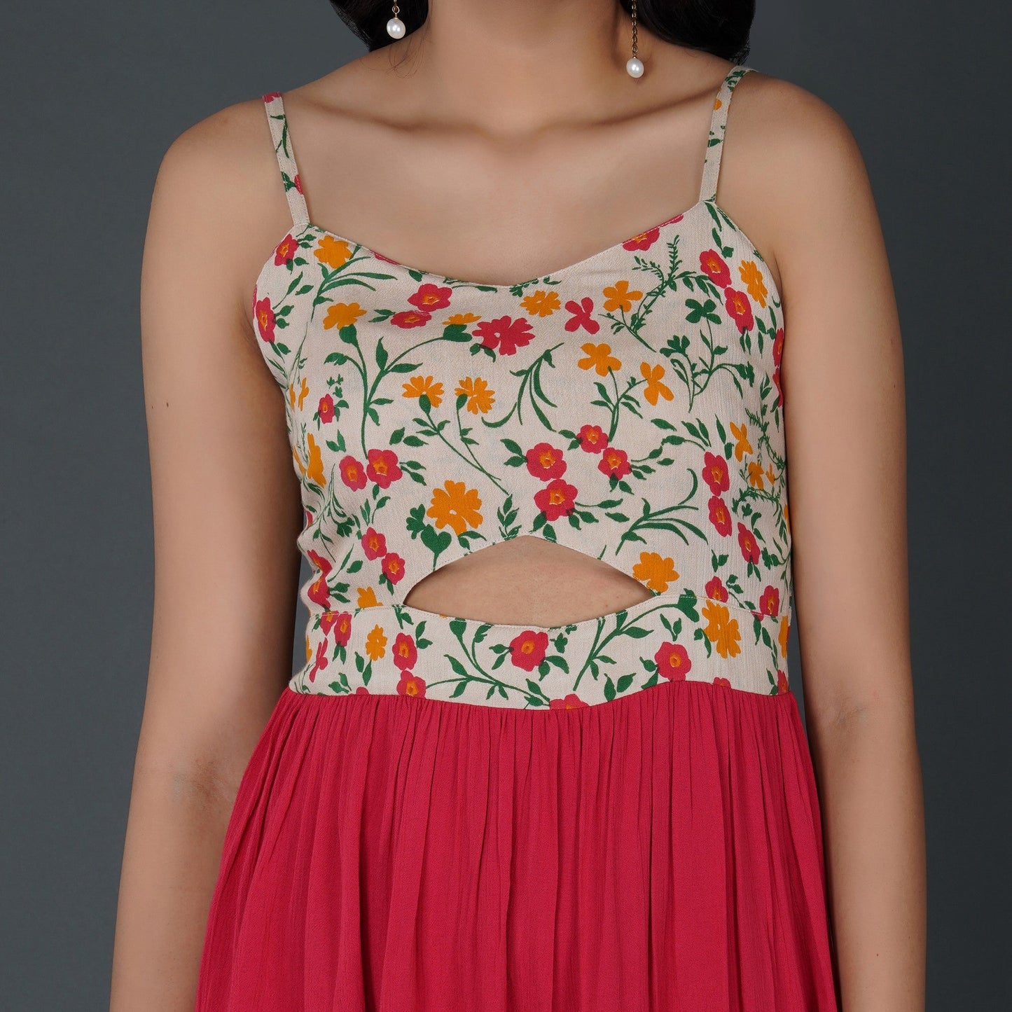 Floral Spaghetti Strap Fit-and-Flare Dress