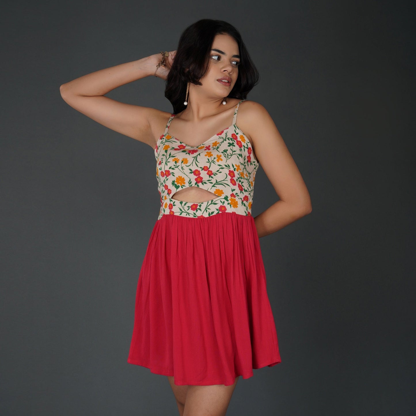 Floral Spaghetti Strap Fit-and-Flare Dress
