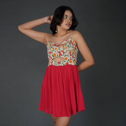 Floral Spaghetti Strap Fit-and-Flare Dress