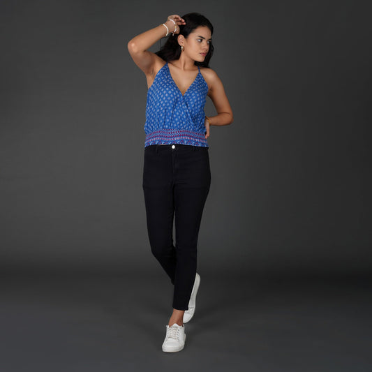 Geometric Wrap-Style Racerback Top