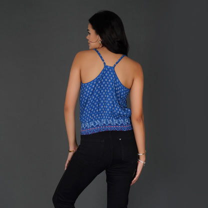 Geometric Wrap-Style Racerback Top