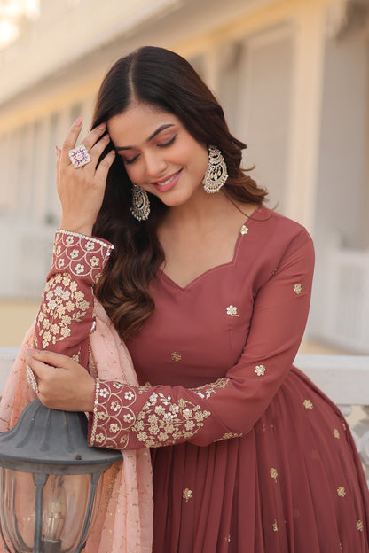 Designer Gown is luxury clothing Considered to be high quality Made by Zari Thread & Sequins Embroidery. This is Made for Desirable Women's who deserve it