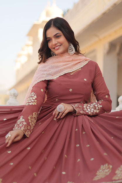Designer Gown is luxury clothing Considered to be high quality Made by Zari Thread & Sequins Embroidery. This is Made for Desirable Women's who deserve it