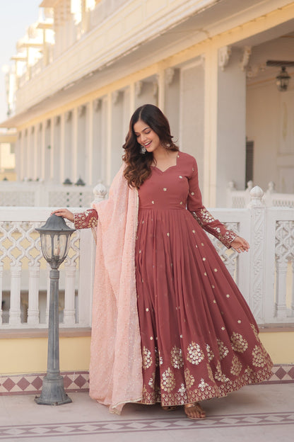 Designer Gown is luxury clothing Considered to be high quality Made by Zari Thread & Sequins Embroidery. This is Made for Desirable Women's who deserve it