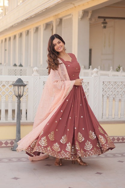 Designer Gown is luxury clothing Considered to be high quality Made by Zari Thread & Sequins Embroidery. This is Made for Desirable Women's who deserve it