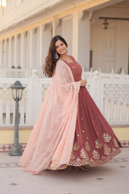 Designer Gown is luxury clothing Considered to be high quality Made by Zari Thread & Sequins Embroidery. This is Made for Desirable Women's who deserve it