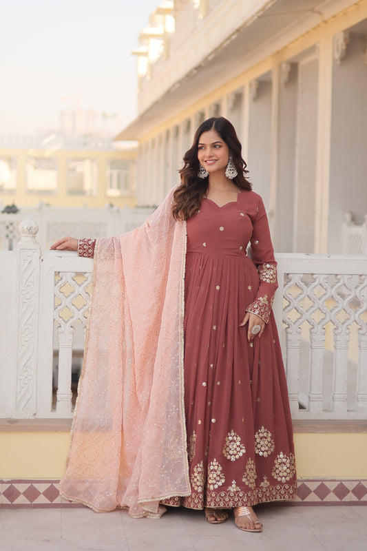 Designer Gown is luxury clothing Considered to be high quality Made by Zari Thread & Sequins Embroidery. This is Made for Desirable Women's who deserve it