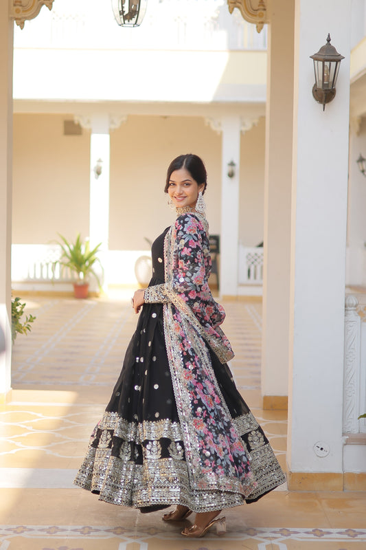 Graceful Faux Georgette Suit with Embroidery Zari & Sequins Work – Partywear Ethnic Outfit