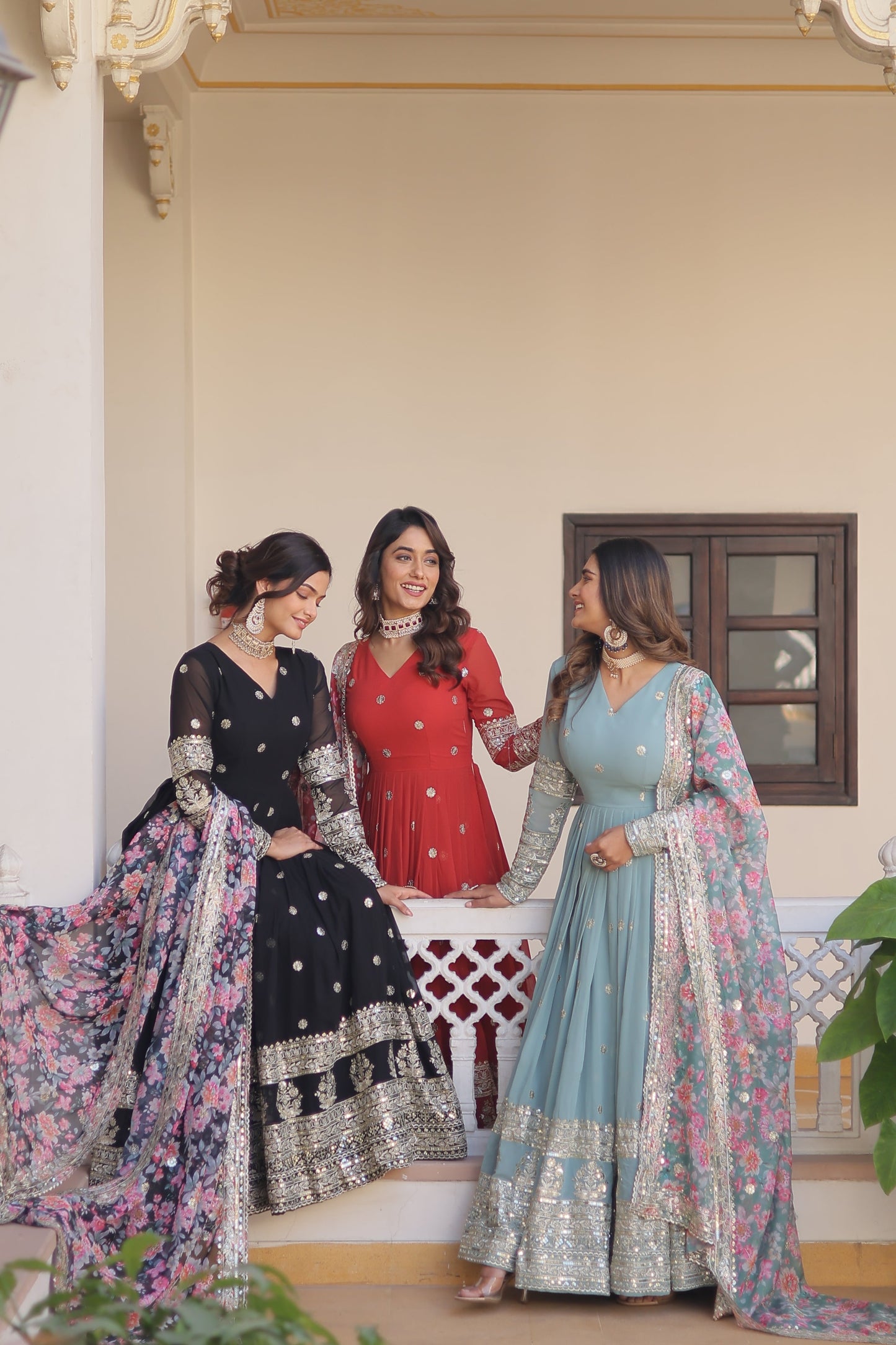 Graceful Faux Georgette Suit with Embroidery Zari & Sequins Work – Partywear Ethnic Outfit
