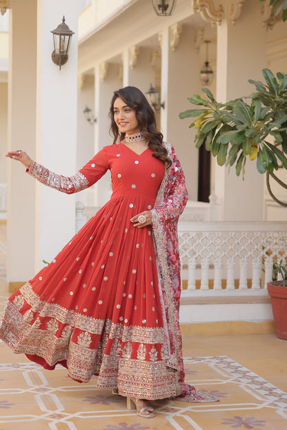 Graceful Faux Georgette Suit with Embroidery Zari & Sequins Work – Partywear Ethnic Outfit