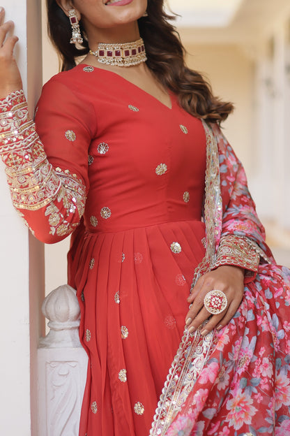 Graceful Faux Georgette Suit with Embroidery Zari & Sequins Work – Partywear Ethnic Outfit