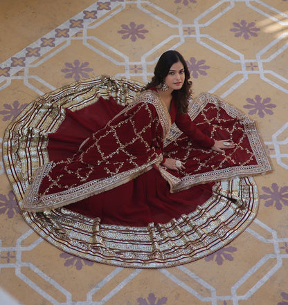 Faux Blooming Fabric Dress with Zari & Sequins Embroidery – Elegant Ethnic Wear for Festive Occasions