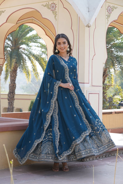 Designer Faux Blooming Outfit with Heavy Zari & Sequins Embroidery – Perfect for Wedding & Partywear