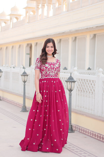 Stylish Faux Blooming Fabric Ensemble with Intricate Zari & Sequins Embroidery – Ready-to-Wear Ethnic Set
