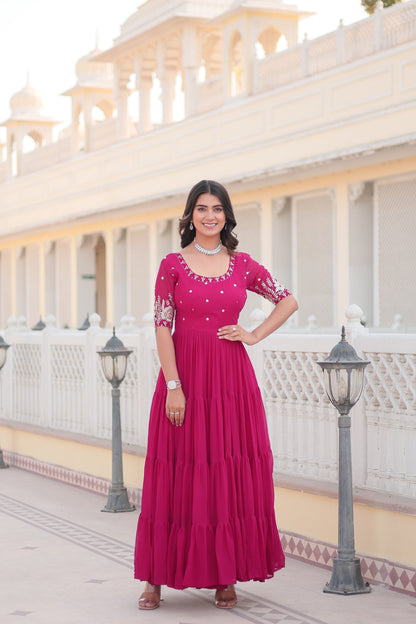Premium Faux Blooming Ethnic Wear with Zari & Sequins Embroidery – Festive & Occasion Ready Outfit