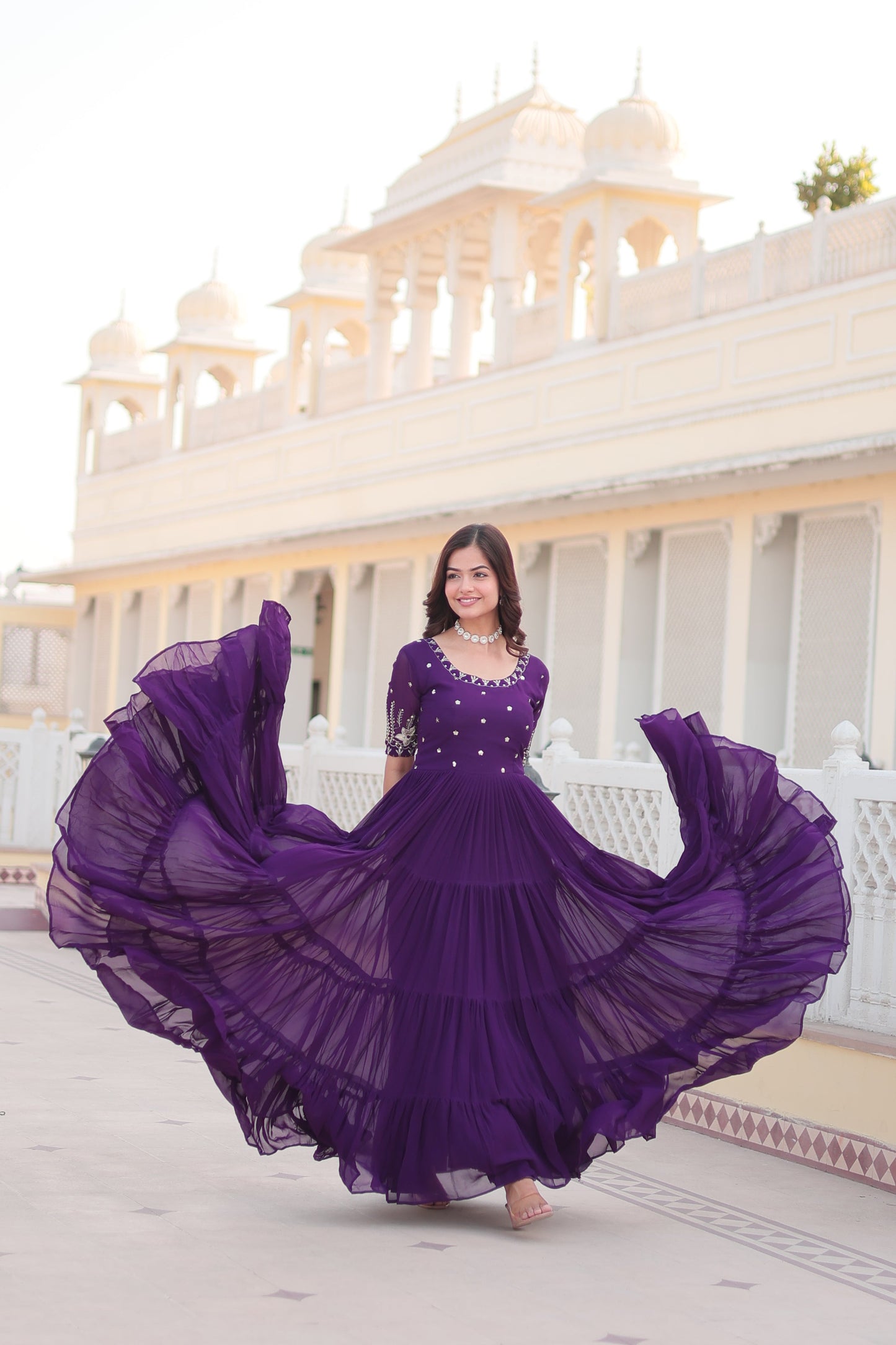 Premium Faux Blooming Ethnic Wear with Zari & Sequins Embroidery – Festive & Occasion Ready Outfit