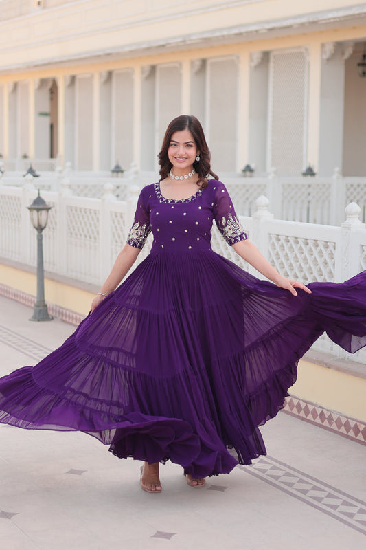 Premium Faux Blooming Ethnic Wear with Zari & Sequins Embroidery – Festive & Occasion Ready Outfit