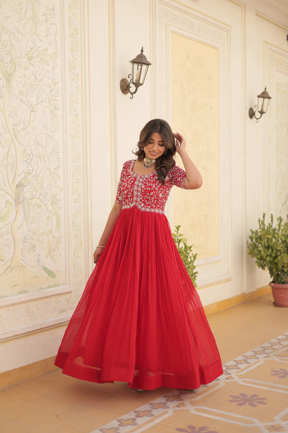 Designer Gown is luxury clothing Considered to be high quality Made by Zari-Thread & Sequins Embroidery.