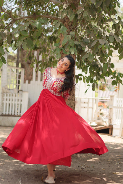Designer Gown is luxury clothing Considered to be high quality Made by Zari-Thread & Sequins Embroidery