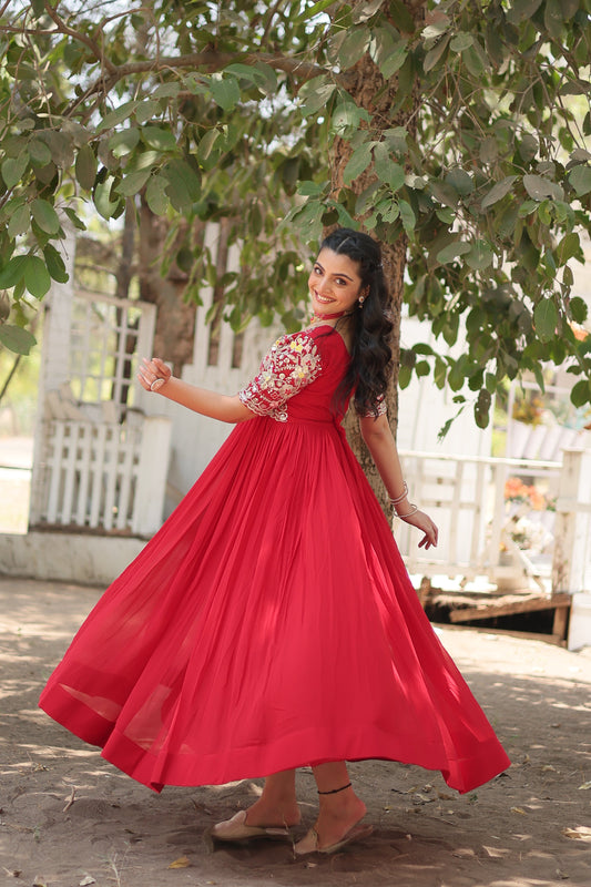 Designer Gown is luxury clothing Considered to be high quality Made by Zari-Thread & Sequins Embroidery