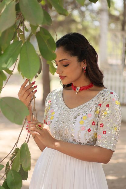 Designer Gown is luxury clothing Considered to be high quality Made by Zari-Thread & Sequins Embroidery