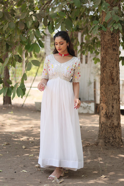 Designer Gown is luxury clothing Considered to be high quality Made by Zari-Thread & Sequins Embroidery