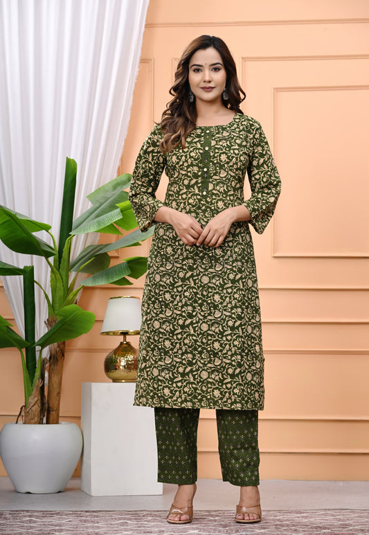 Premium Cotton Printed Kurta Pant Set – All-Day Comfort with Effortless Style