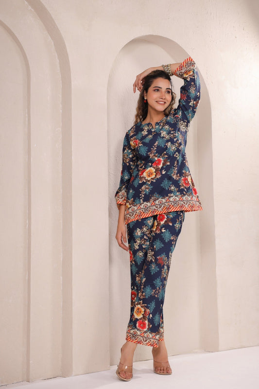 Midnight Elegance – Luxe Floral Co-ord Set