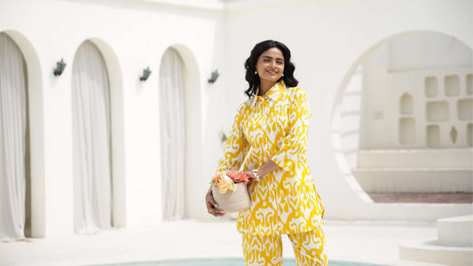 Vibrant Yellow Ikat Print Co-Ord Set
