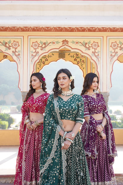 💕 Designer Pure Viscose Jacquard fabric Lehenga Choli & Dupatta Set💃🏻