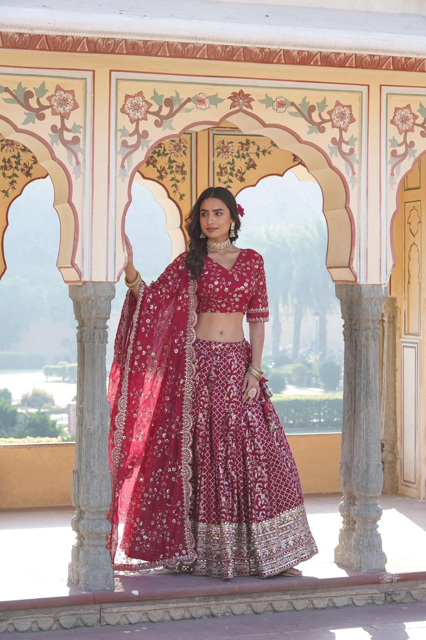 💕 Designer Pure Viscose Jacquard fabric Lehenga Choli & Dupatta Set💃🏻