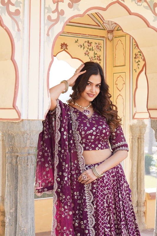 💕 Designer Pure Viscose Jacquard fabric Lehenga Choli & Dupatta Set💃🏻