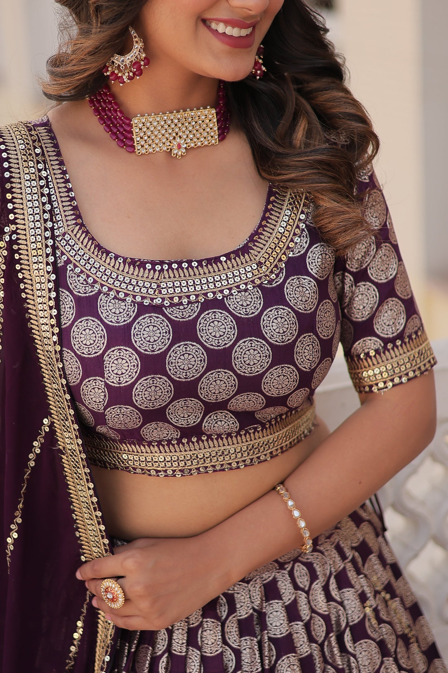 This Attractive Party Wear Silk Lehenga choli has a Regular-fit and is Made From High-Grade Fabrics And Yarn