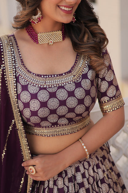 This Attractive Party Wear Silk Lehenga choli has a Regular-fit and is Made From High-Grade Fabrics And Yarn