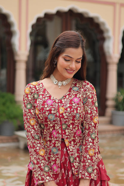 Embroidered Georgette Lehenga with Sequin & Thread Work – Includes Blouse & Dupatta