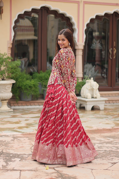 Embroidered Georgette Lehenga with Sequin & Thread Work – Includes Blouse & Dupatta