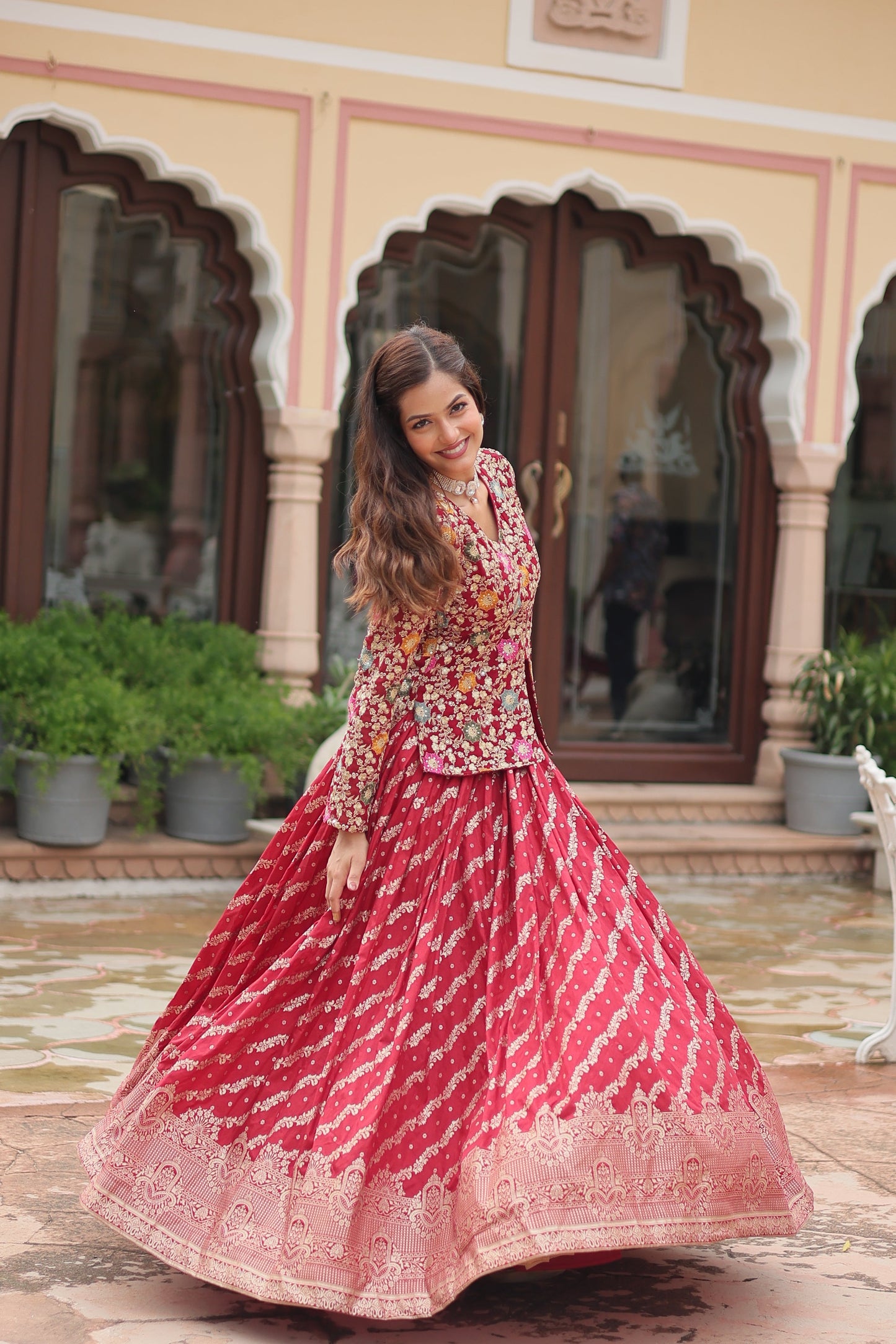 Embroidered Georgette Lehenga with Sequin & Thread Work – Includes Blouse & Dupatta