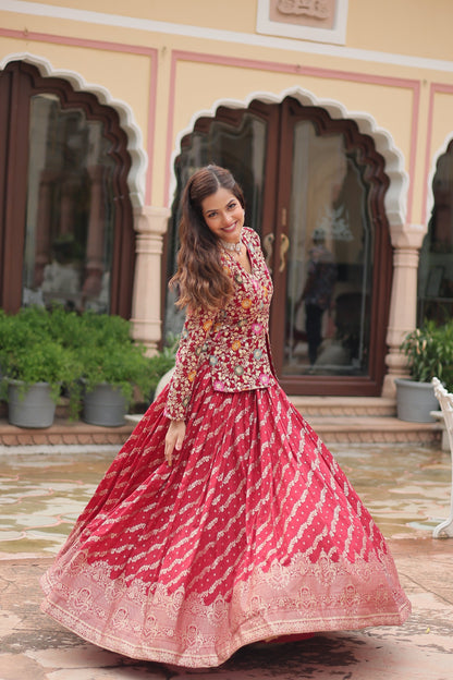 Embroidered Georgette Lehenga with Sequin & Thread Work – Includes Blouse & Dupatta