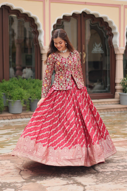 Embroidered Georgette Lehenga with Sequin & Thread Work – Includes Blouse & Dupatta