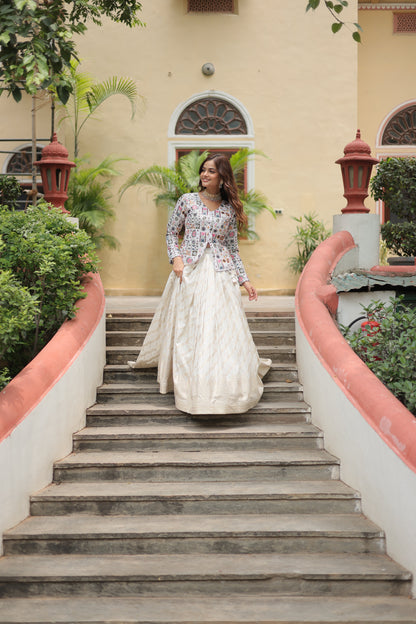 Fully Flared Georgette Lehenga with Rich Embroidery, Blouse & Dupatta Set