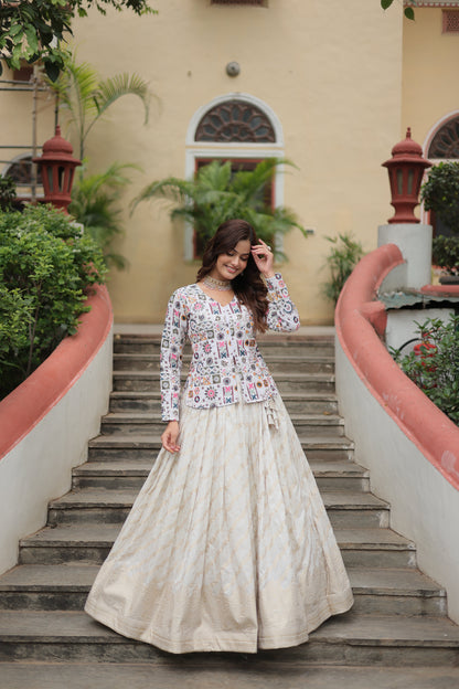 Fully Flared Georgette Lehenga with Rich Embroidery, Blouse & Dupatta Set