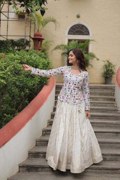 Fully Flared Georgette Lehenga with Rich Embroidery, Blouse & Dupatta Set