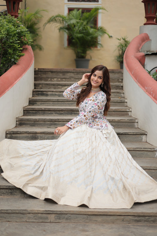 Fully Flared Georgette Lehenga with Rich Embroidery, Blouse & Dupatta Set
