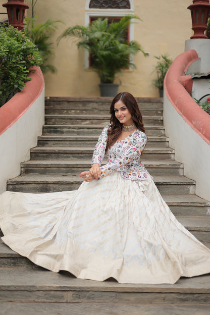 Fully Flared Georgette Lehenga with Rich Embroidery, Blouse & Dupatta Set