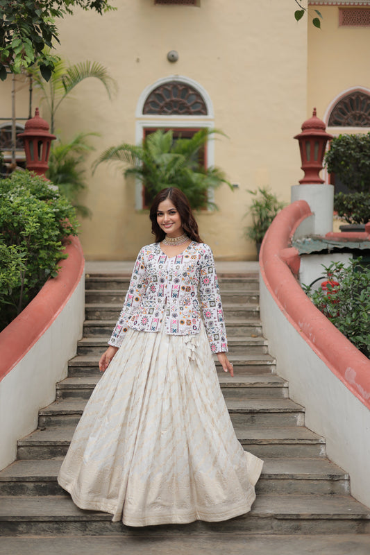 Fully Flared Georgette Lehenga with Rich Embroidery, Blouse & Dupatta Set