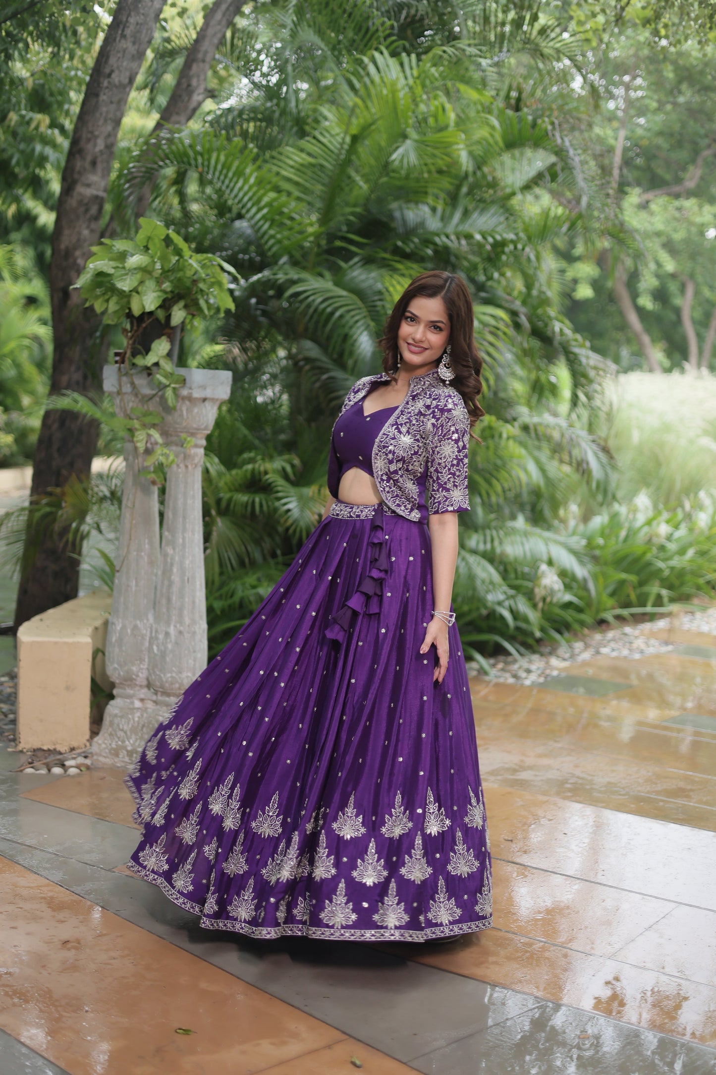 Designer Embroidered Georgette Lehenga Set with Sequins and Dupatta