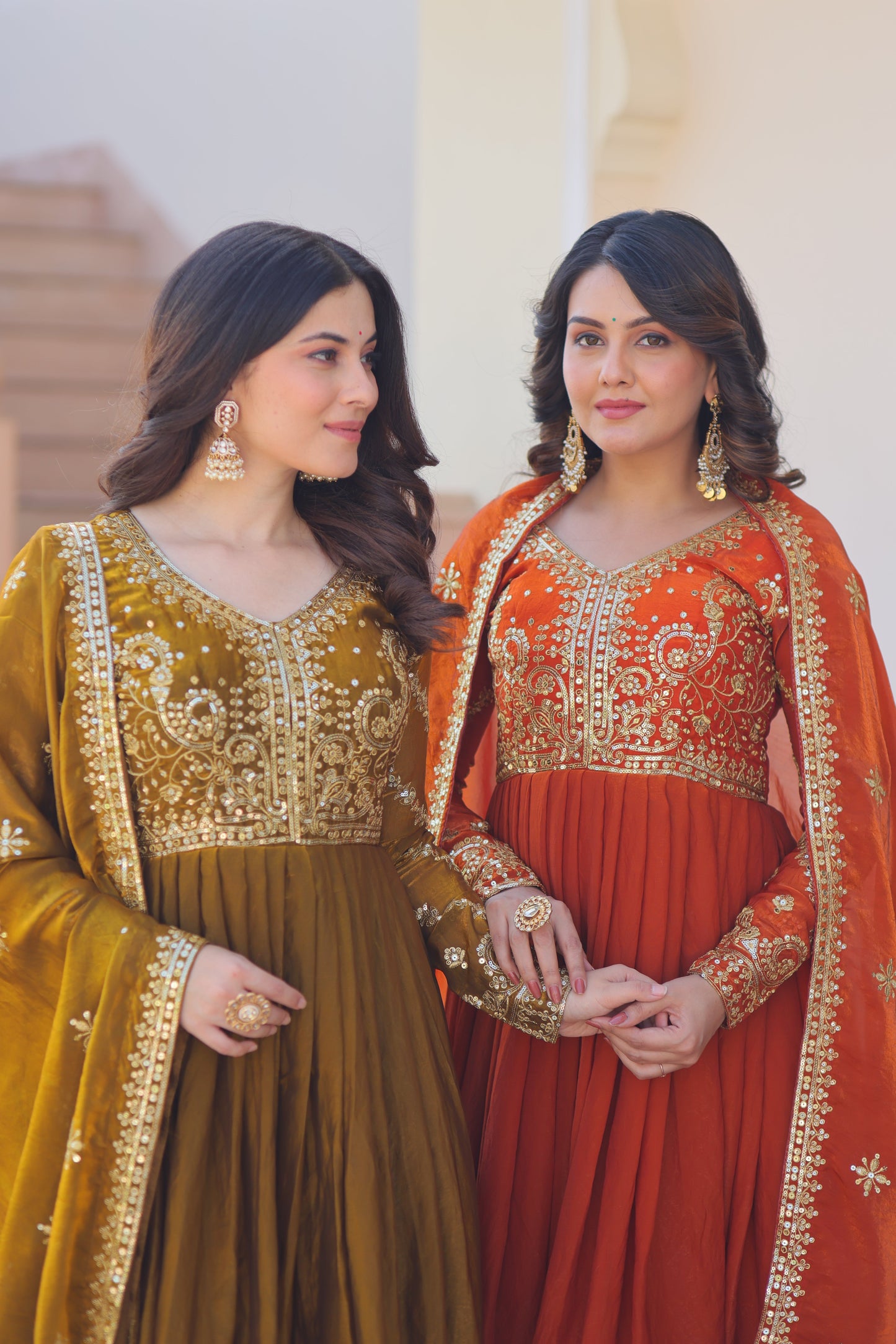 💗 Fendy Fabric gown with Sequins-Multi Embroidered Work Dupatta, it Designed to Smoothly Fitted all body types, gowns for women combine the best parts of  Indian Ethnic & Party wear into  stunning ensemble. 💝🤳 GOWN-DUPATTA COLLECTIONS 2025💃