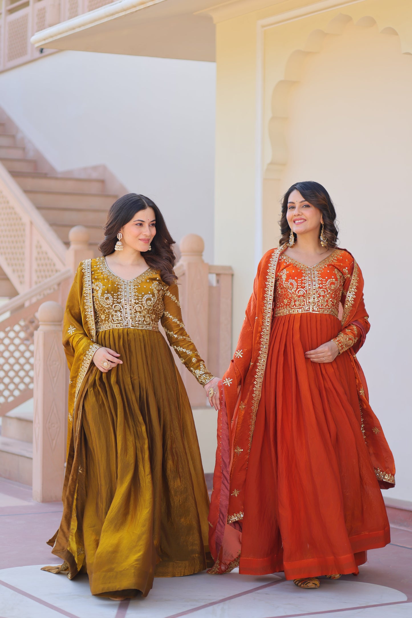 💗 Fendy Fabric gown with Sequins-Multi Embroidered Work Dupatta, it Designed to Smoothly Fitted all body types, gowns for women combine the best parts of  Indian Ethnic & Party wear into  stunning ensemble. 💝🤳 GOWN-DUPATTA COLLECTIONS 2025💃