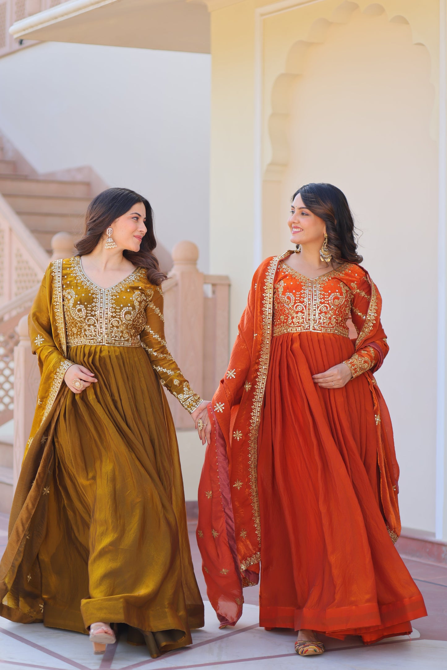 💗 Fendy Fabric gown with Sequins-Multi Embroidered Work Dupatta, it Designed to Smoothly Fitted all body types, gowns for women combine the best parts of  Indian Ethnic & Party wear into  stunning ensemble. 💝🤳 GOWN-DUPATTA COLLECTIONS 2025💃