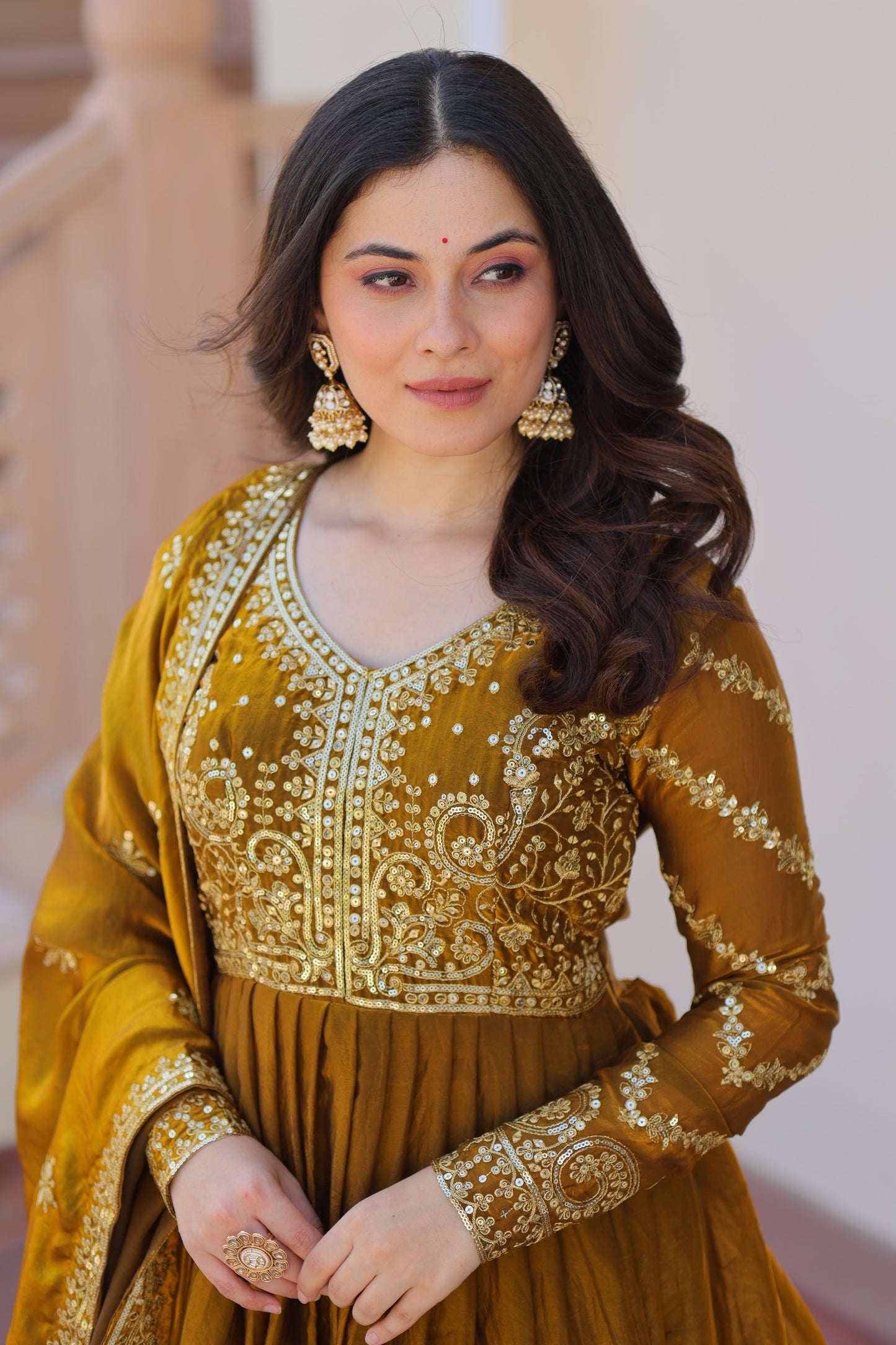 💗 Fendy Fabric gown with Sequins-Multi Embroidered Work Dupatta, it Designed to Smoothly Fitted all body types, gowns for women combine the best parts of  Indian Ethnic & Party wear into  stunning ensemble. 💝🤳 GOWN-DUPATTA COLLECTIONS 2025💃